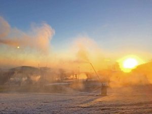 Photo Courtesy of Wintergreen Resort : With cold temps back in the air snowmaking resumed Friday morning at Wintergreen. 