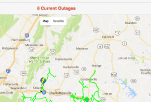 As of 2:15 PM Thursday the number of outages reported on the CVEC system were less than 10 down from a peak earlier in the morning of 1839. 