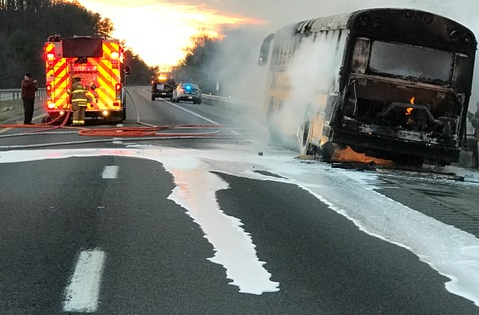 VSP Respond To School Bus Fire On I-64 In Albemarle County : No Injuries