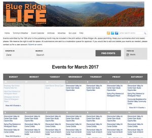 Thousands and thousands of people view our online event's calendar each month. Entering your event is easy!