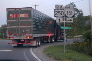 ©2017 Blue Ridge Life Magazine : Photo By Tommy Stafford : In this file photo a semi truck makes a right hand turn from Route 250 onto Route 151 just north of the Nelson County line. 