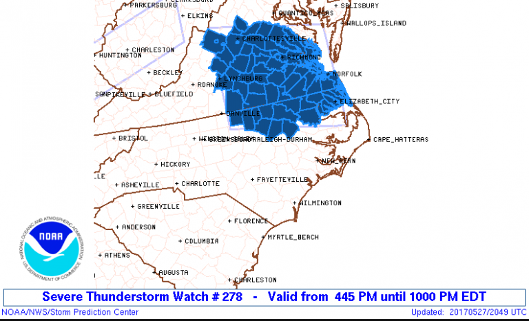 Severe Thunderstorm Watch – CANCELED