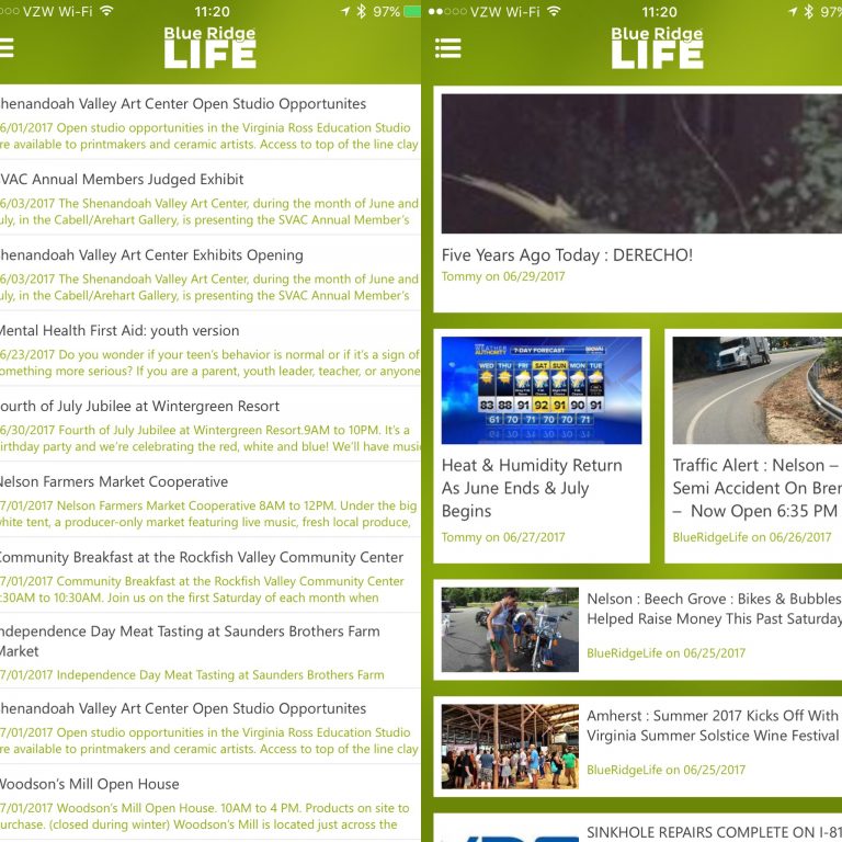 Calendar of Events On The Go With The Blue Ridge Life Smartphone App