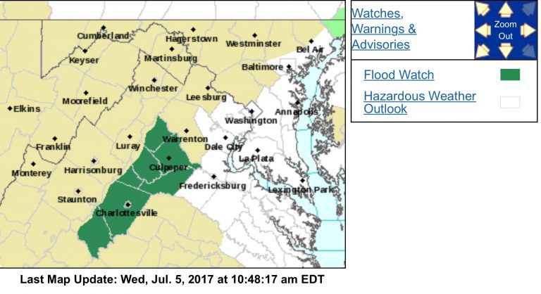 FLOOD WATCH : For Portions Of Central Virginia – CANCELED