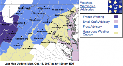 Frost Advisory For Some Counties Just West And East Of BRP & Skyline Drive (EXPIRED)