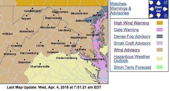 Wind Advisory For Much Of Blue Ridge Wednesday (Some Areas Until Thursday AM)