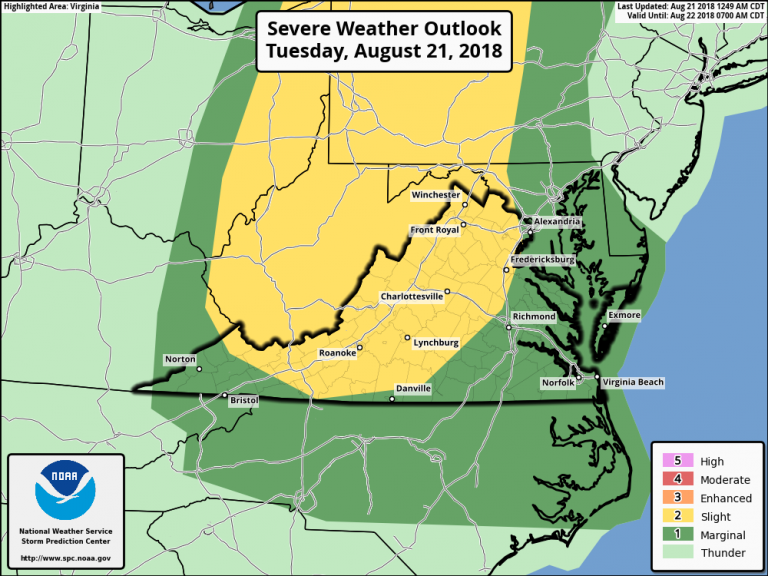 Severe Weather Possible Across Blue Ridge Today