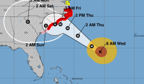 Hurricane Florence Continues Southward Drift – Better News For Central Virginia  –  Bears Watching