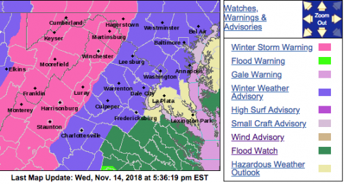 Various Winter Weather Watches, Warnings & Advisories In Effect Across The Blue Ridge On Thursday