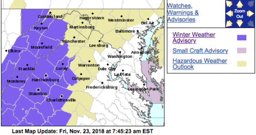 Winter Weather Advisory For Portions Of The Blue Ridge Saturday Morning