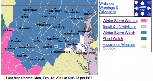 Winter Storm Watches & Warnings To Take Effect Tuesday Evening Into Wednesday Evening
