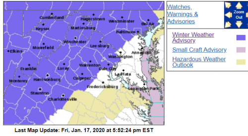 WINTER WEATHER ADVISORY : For Parts Of The Area – CANCELED