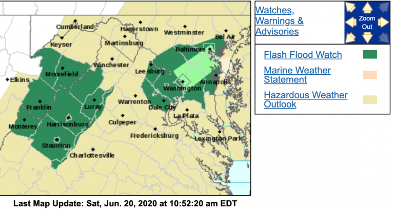 FLASH FLOOD WATCH : Until 9 PM Tonight For Parts Of The Blue Ridge – EXPIRED