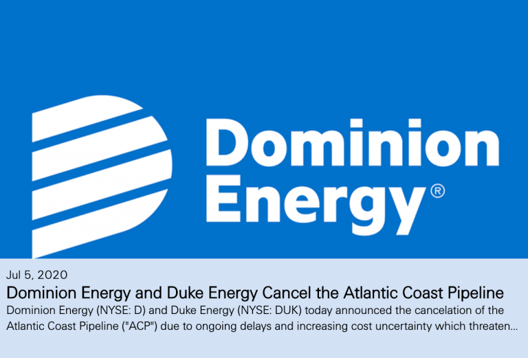 NEWS ALERT : Dominion Pulls The Plug On Atlantic Coast Pipeline