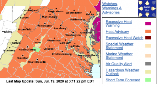 Weather Bulletin : Additional Heat Advisory Issued For Monday : Temps Around 100°