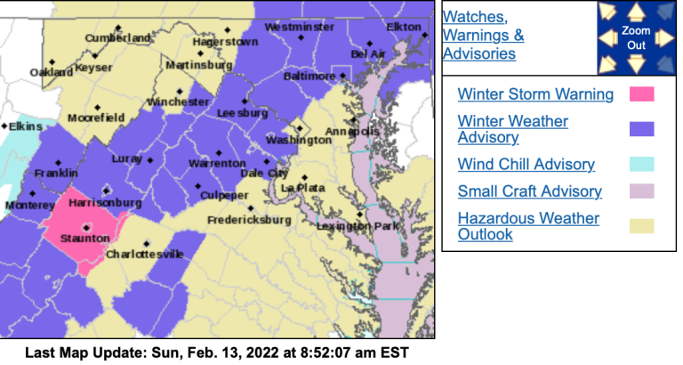 Winter Storm Warning – CANCELLED