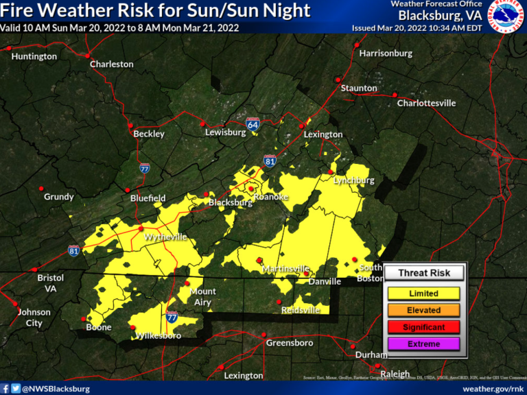 Increased Fire Danger Across Parts Of The Blue Ridge Today (Sunday 5.20.2022)