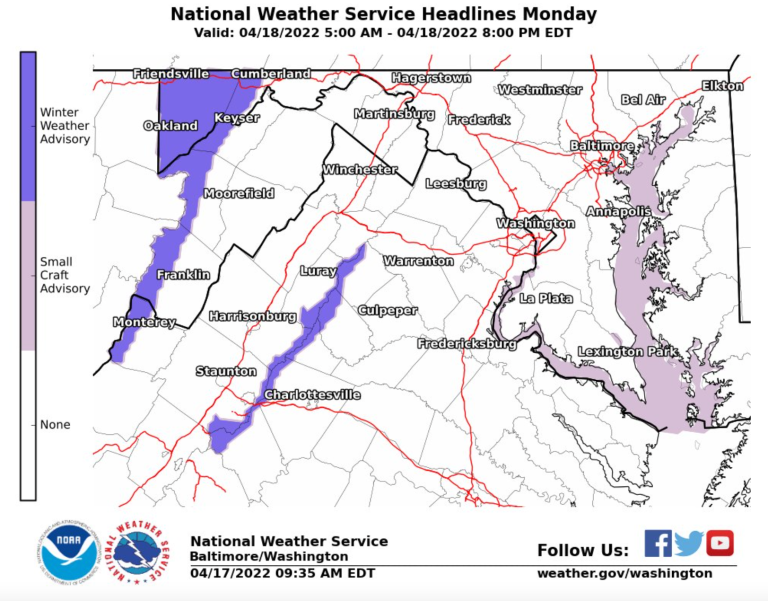 Winter Weather Advisory Issued Monday Along BRP & Skyline Drive (Snow Likely)