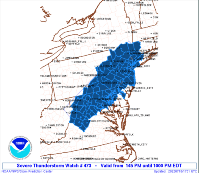 Severe Thunderstorm Watch For Parts Of The Area Until 10 PM – Cancelled