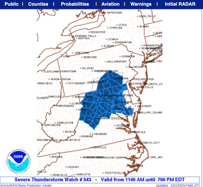 Weather Bulletin : Severe Thunderstorm Watch In Effect Until 7PM Sunday For Parts Of Area