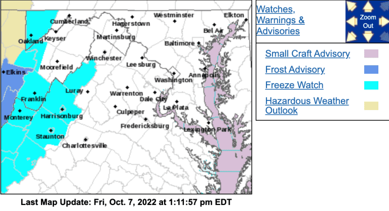 First Freeze Watch Of Season For Some Areas of Blue Ridge Over Weekend