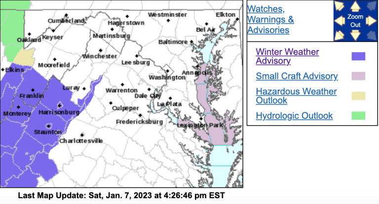 Winter Weather Advisory Sunday / Areas Along South-West Of BRP (Includes Wintergreen)