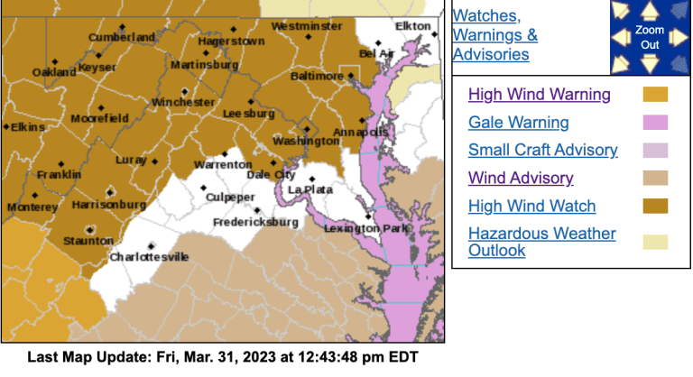 High Wind Warning : Portions Of Blue Ridge Saturday Into Sunday AM (Updated 6:40 AM 4.1.23)