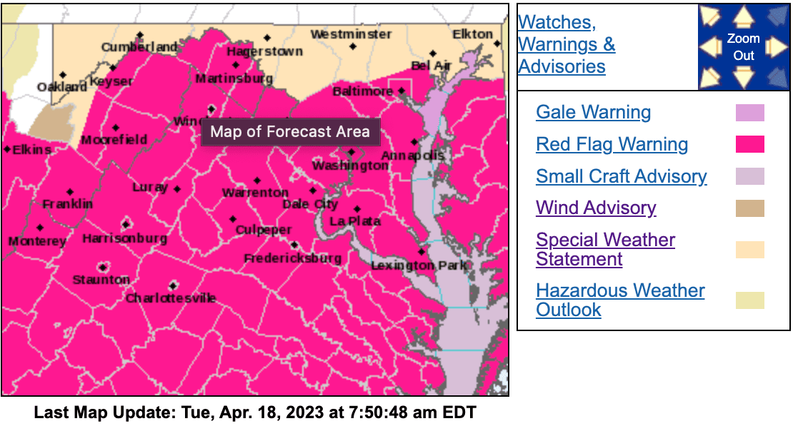 RED FLAG WARNING : High Wildfire Danger Today For Most Of Blue Ridge ...