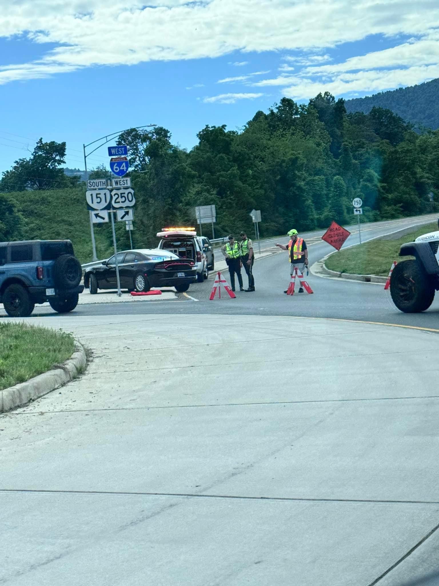 ! Road Is Open ! AlbemarleRockfish Gap Turnpike Semi Wreck & Fire